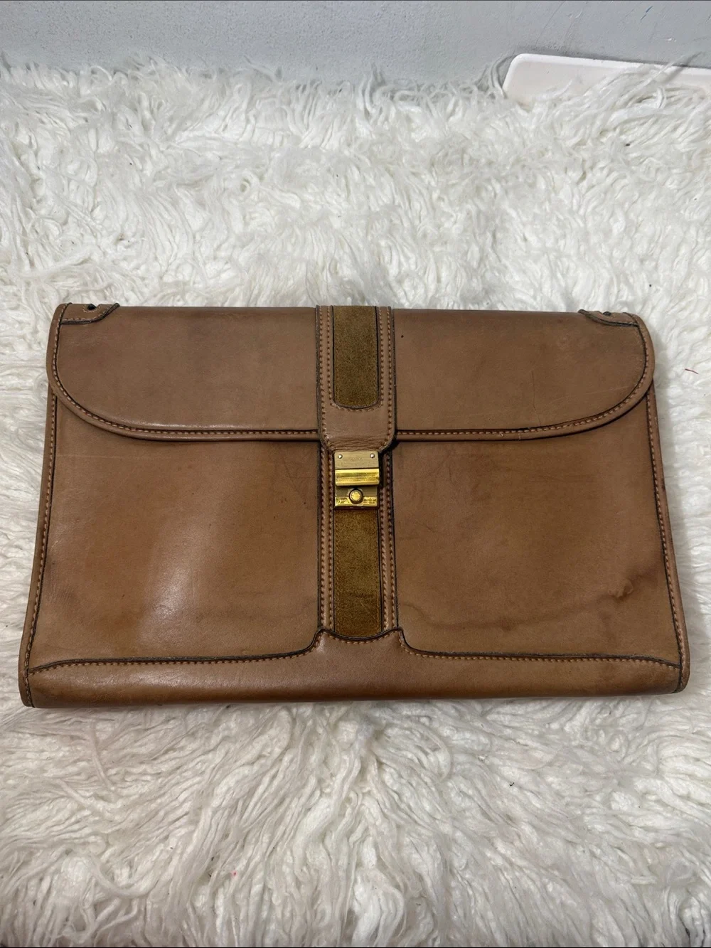 Vintage Gucci Classic Tan Leather Men’s Document Clutch